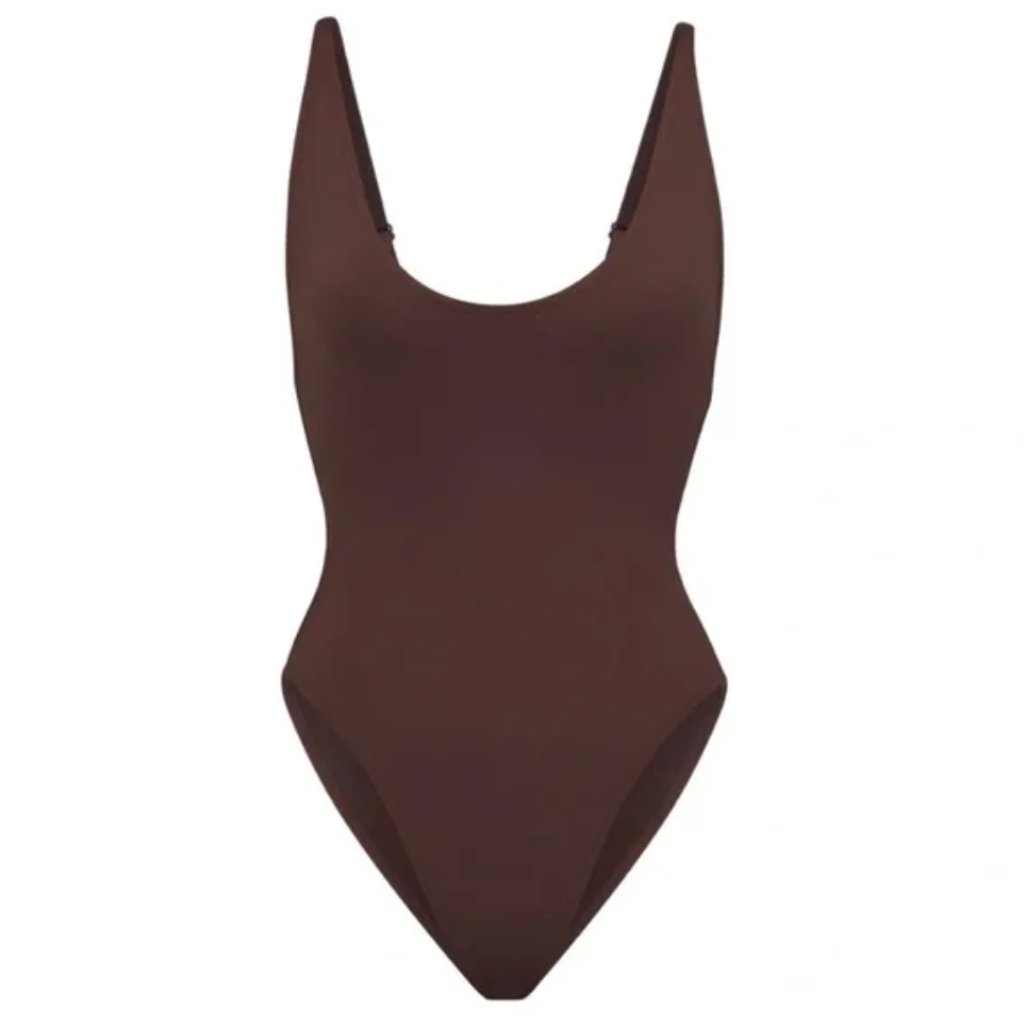 Skims Scoop Neck One Piece Swimsuit In Cocoa Size Medium